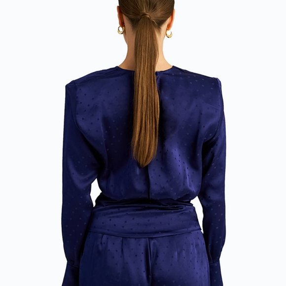 NWT Ronny Kobo BLACK NOT BLUE leopard silk bow cut out top size small $358 - Picture 15 of 15